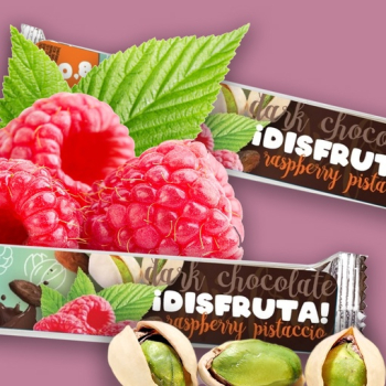 Темный шоколад Дисфрута на эритрите с малиной и фисташкой